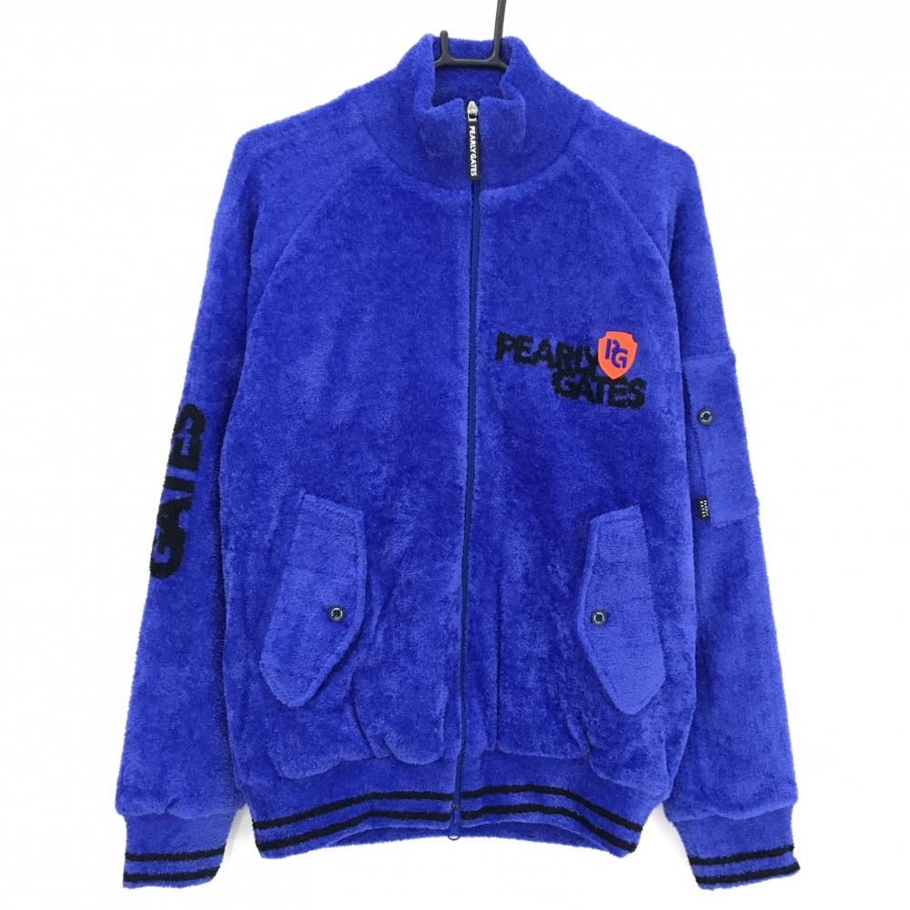 【新品】パーリーゲイツ ニットジャケット ブルー×黒 起毛 裏地柄  メンズ 5(L) ゴルフウェア 2024年モデル PEARLY GATES