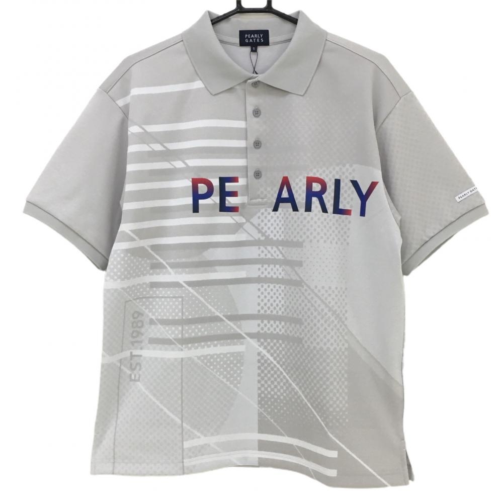 【新品】パーリーゲイツ 半袖ポロシャツ グレー ドット ボーダー 日本製 メンズ 5(L) ゴルフウェア 2024年モデル PEARLY GATES 画像