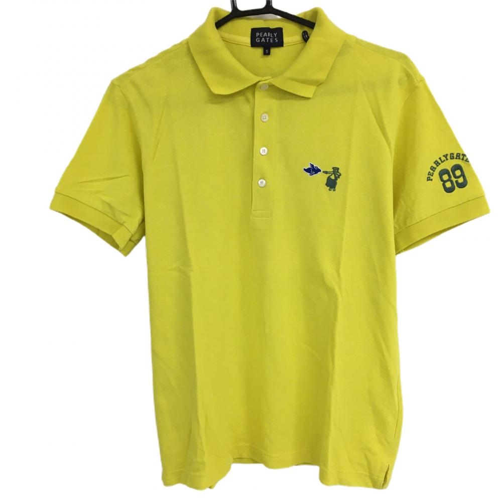 パーリーゲイツ 半袖ポロシャツ イエロー×グレー ロゴ刺しゅう  メンズ 5(L) ゴルフウェア PEARLY GATES 画像