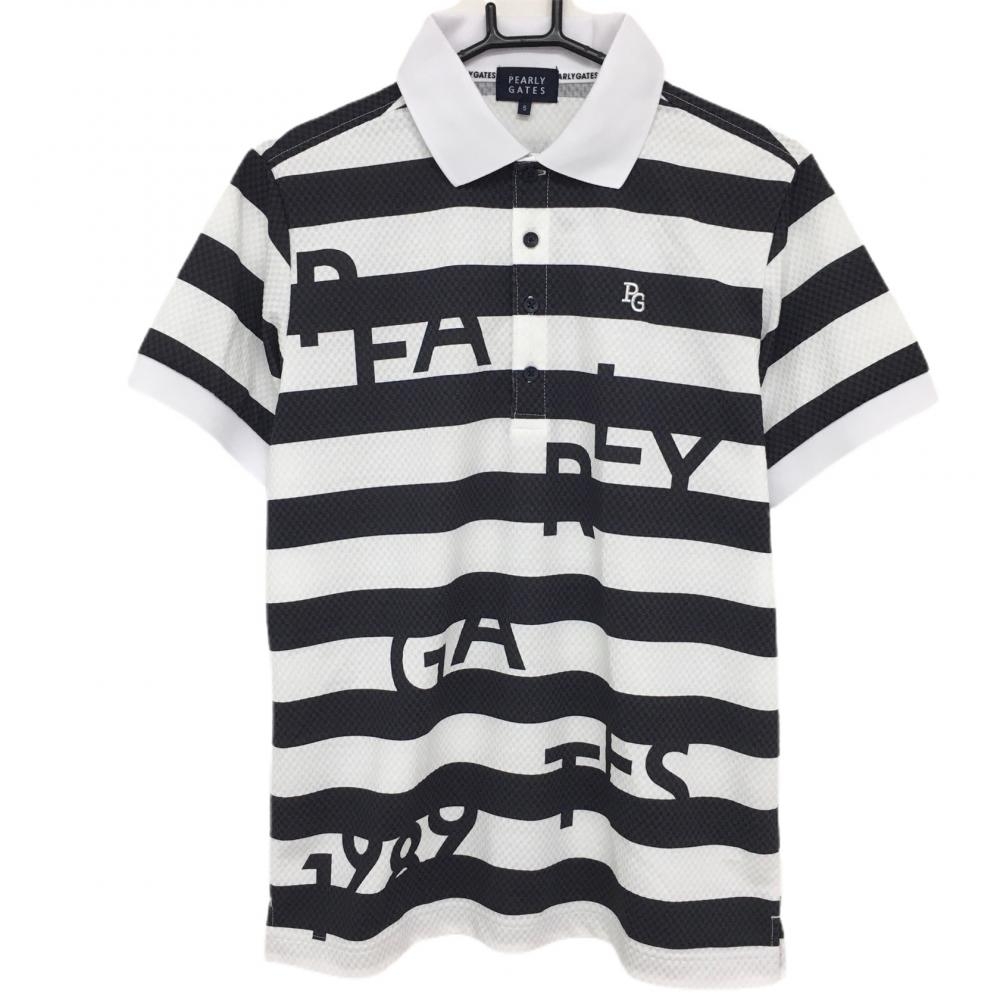 【超美品】パーリーゲイツ 半袖ポロシャツ 白×黒 ブロックチェック織生地  メンズ 5(L) ゴルフウェア 2023年モデル PEARLY GATES 画像