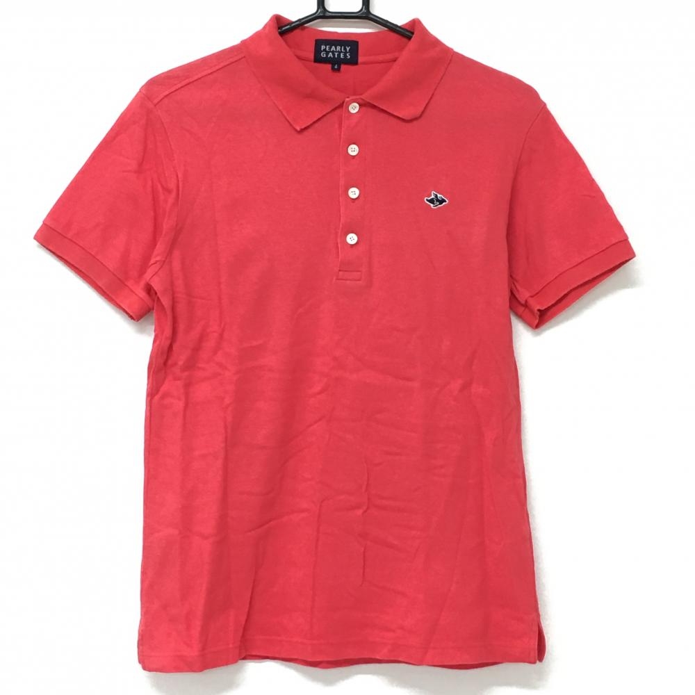 パーリーゲイツ 半袖ポロシャツ レッド フライングラビットワッペン  メンズ 4(M) ゴルフウェア PEARLY GATES