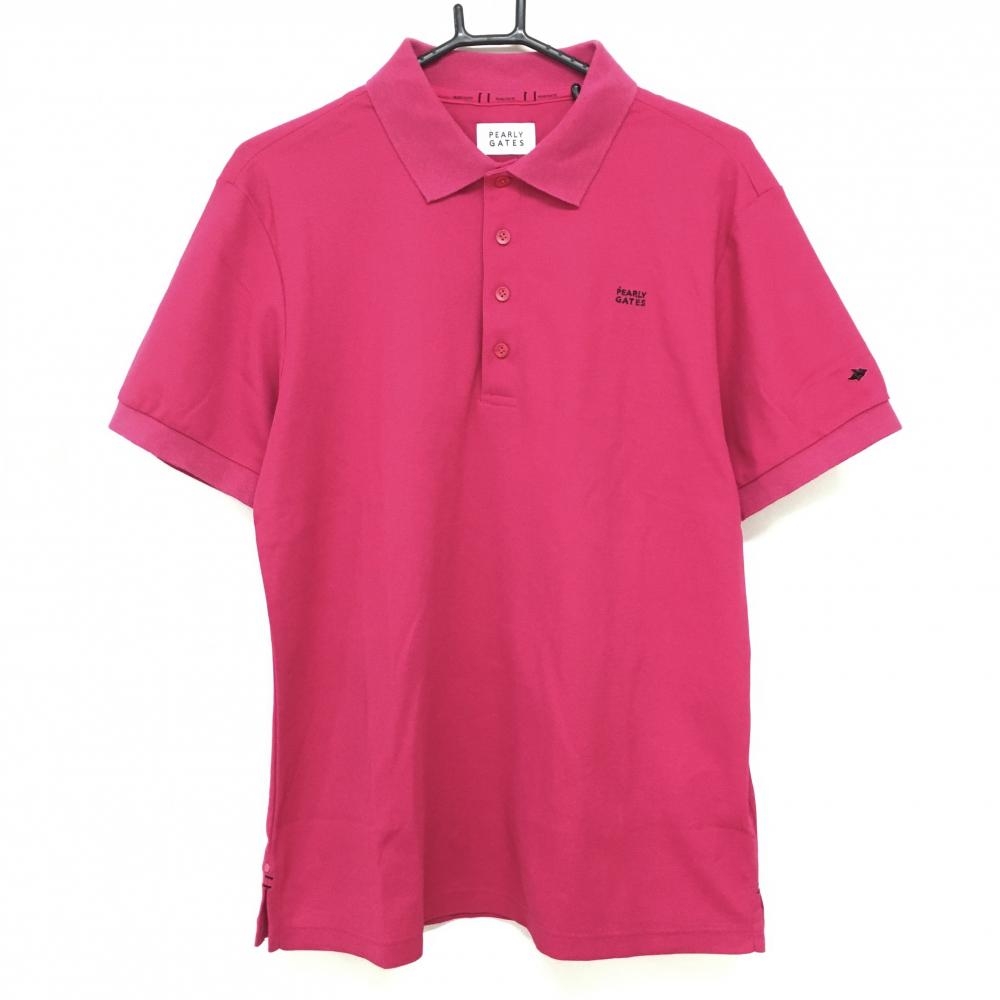 美品】パーリーゲイツ 半袖ポロシャツ ピンク ロゴ刺しゅう 裏カノコ  