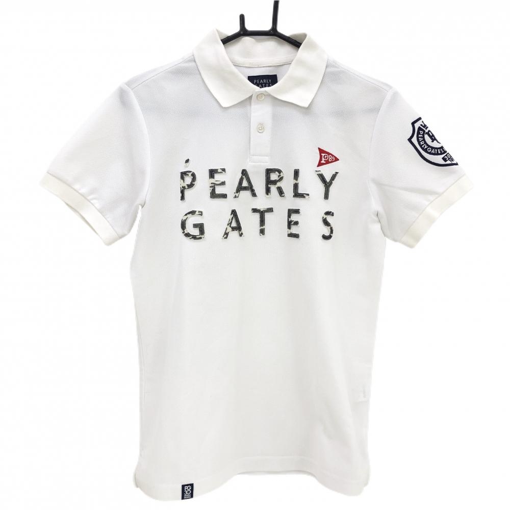 パーリーゲイツ 半袖ポロシャツ 白 フェルトワッペン 30周年 メンズ 4(M) ゴルフウェア PEARLY GATES