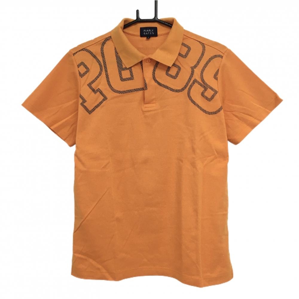 パーリーゲイツ 半袖ポロシャツ オレンジ 肩プリント メンズ 4(M) ゴルフウェア PEARLY GATES