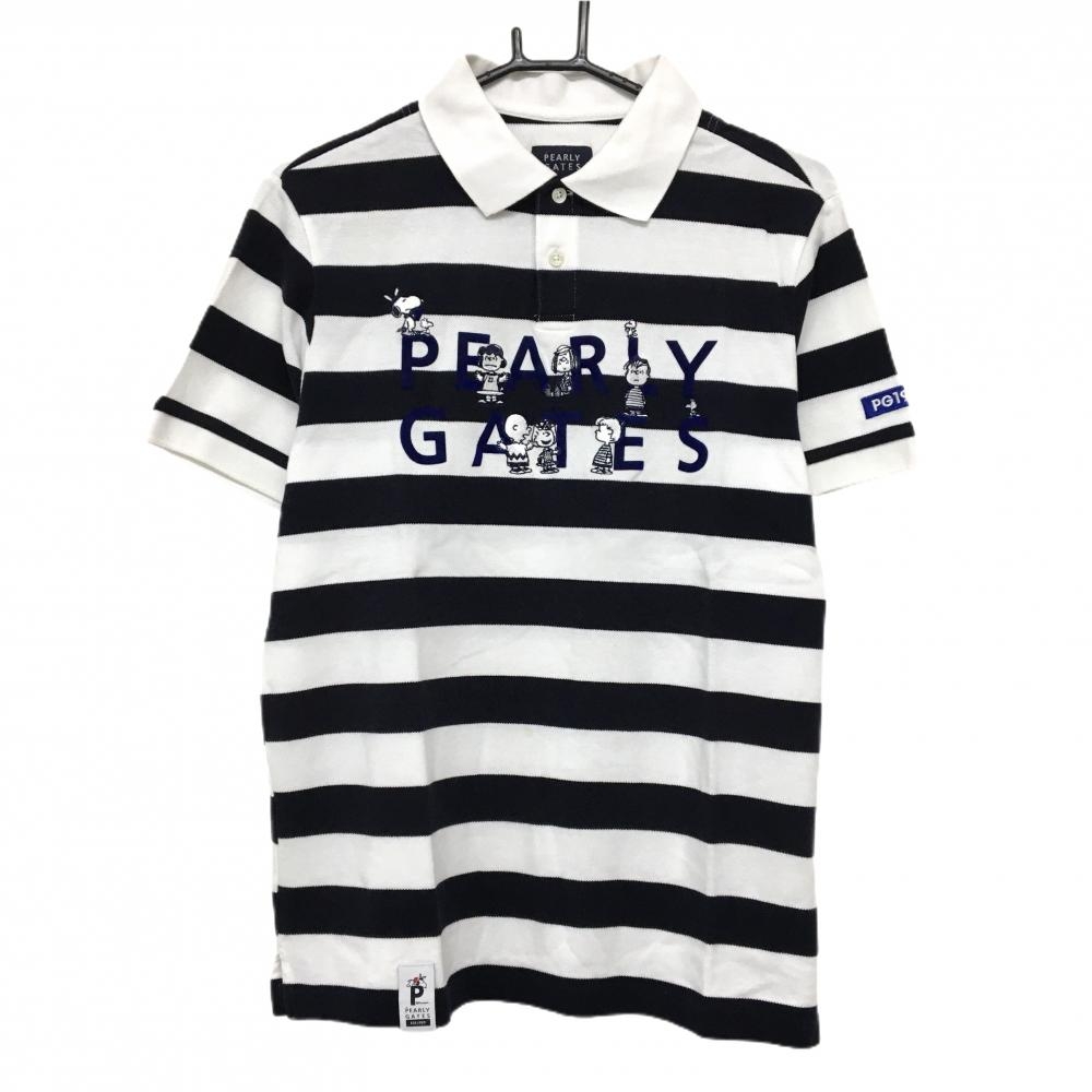 パーリーゲイツ×PEANUTS 半袖ポロシャツ 白×ダークネイビー  メンズ XL ゴルフウェア PEARLY GATES