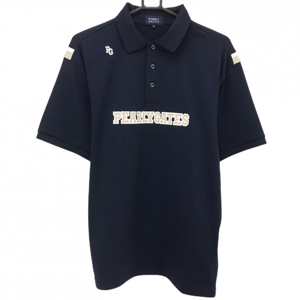 【超美品】パーリーゲイツ 半袖ポロシャツ ネイビー×ベージュ サイドライン  メンズ 5(L) ゴルフウェア 2024年モデル PEARLY GATES