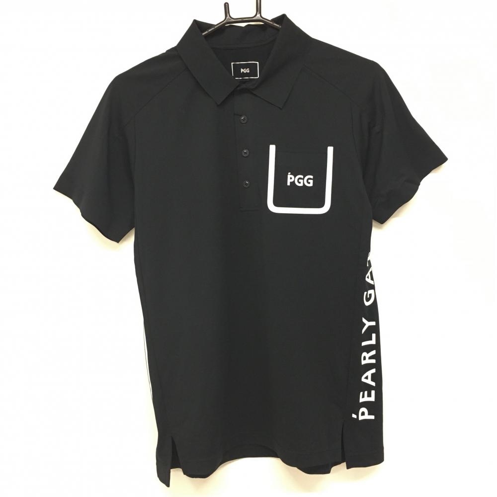 【新品】PGGパーリーゲイツ 半袖ポロシャツ 黒 サイドロゴ ストレッチ 吸水速乾 UVケア  メンズ 4(M) ゴルフウェア PEARLY GATES