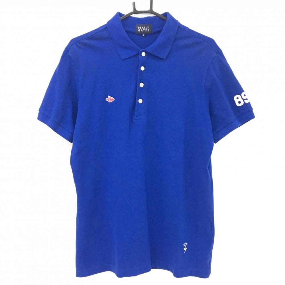 【美品】パーリーゲイツ 半袖ポロシャツ ブルー メンズ 6(XL) ゴルフウェア PEARLY GATES