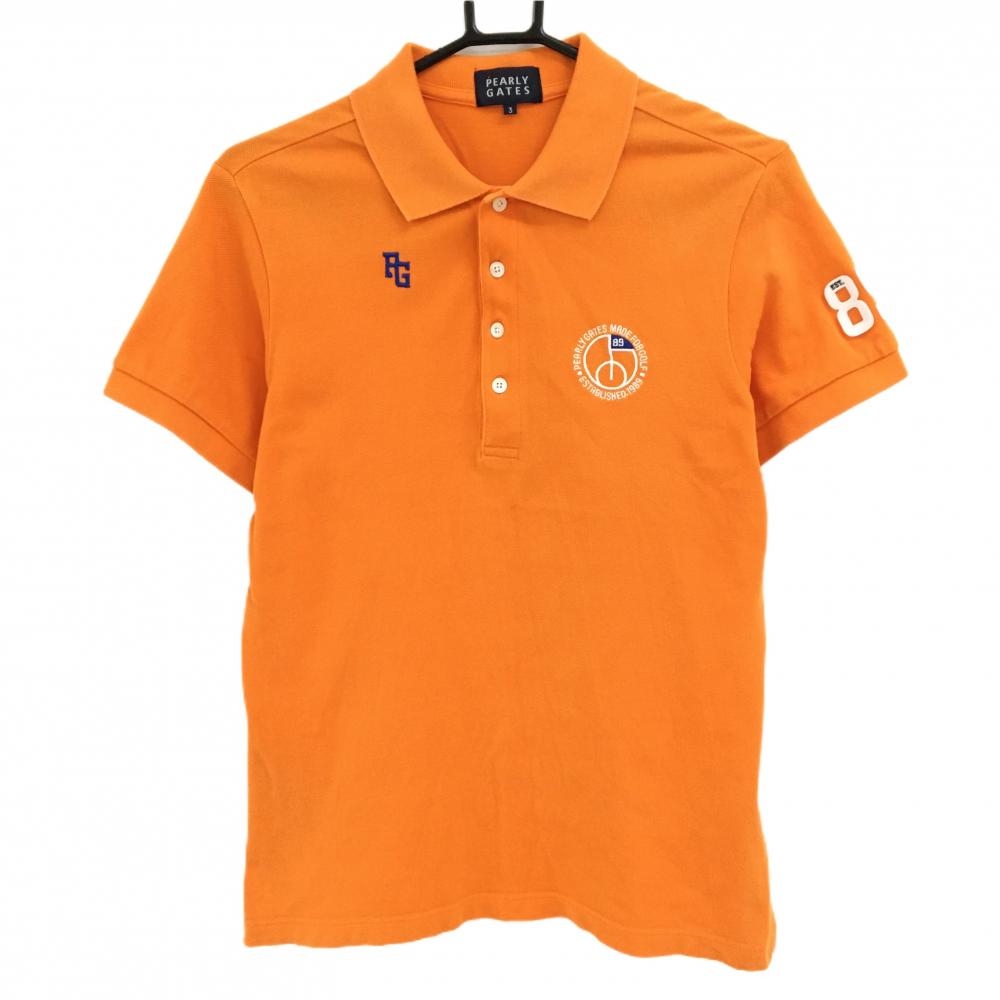 パーリーゲイツ 半袖ポロシャツ オレンジ バックロゴ メンズ 3(S) ゴルフウェア PEARLY GATES
