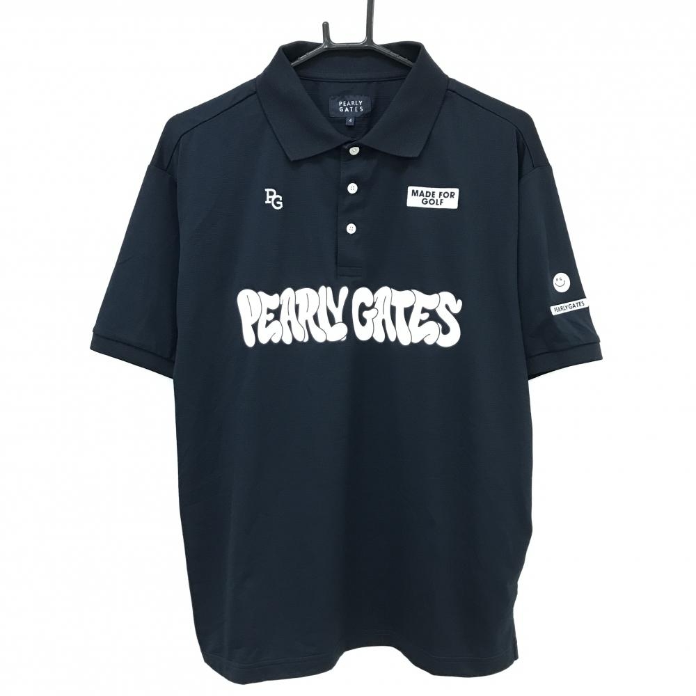 パーリーゲイツ 半袖ポロシャツ ネイビー×白 フロントロゴ メンズ 4(M) ゴルフウェア 2024年モデル PEARLY GATES