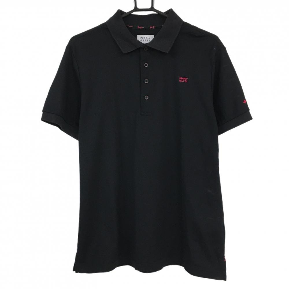 パーリーゲイツ 半袖ポロシャツ 黒×ピンク ロゴ刺しゅう メンズ 6(XL) ゴルフウェア PEARLY GATES