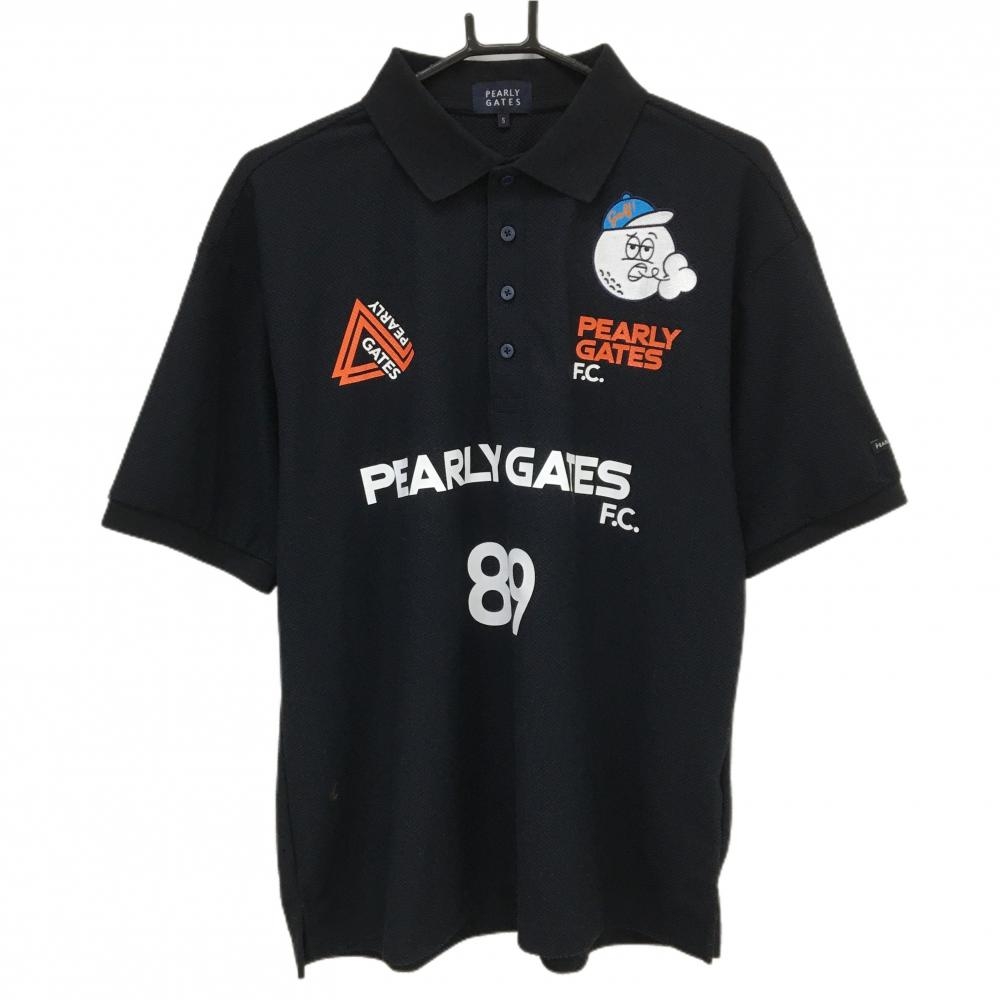 【超美品】パーリーゲイツ 半袖ポロシャツ ダークネイビー系×白 BALLくん メンズ 5(L) ゴルフウェア 2024年モデル PEARLY GATES