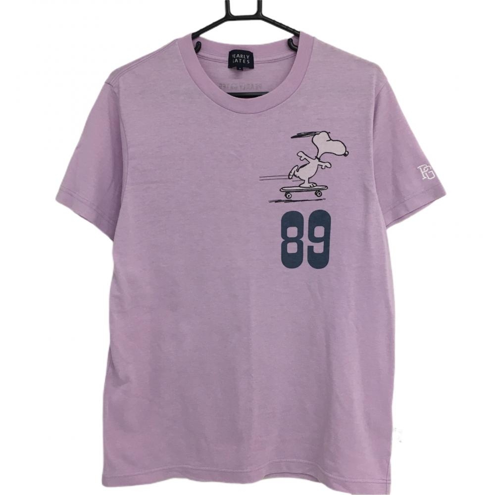 【美品】パーリーゲイツ×PEANUTS Tシャツ ライトパープル スヌーピー 日本製 メンズ 4(M) ゴルフウェア PEARLY GATES 画像