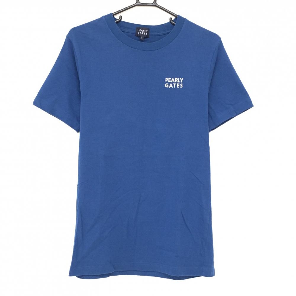 【美品】パーリーゲイツ Tシャツ ネイビー 背面ロゴ ヤシの木 メンズ 5(L) ゴルフウェア PEARLY GATES