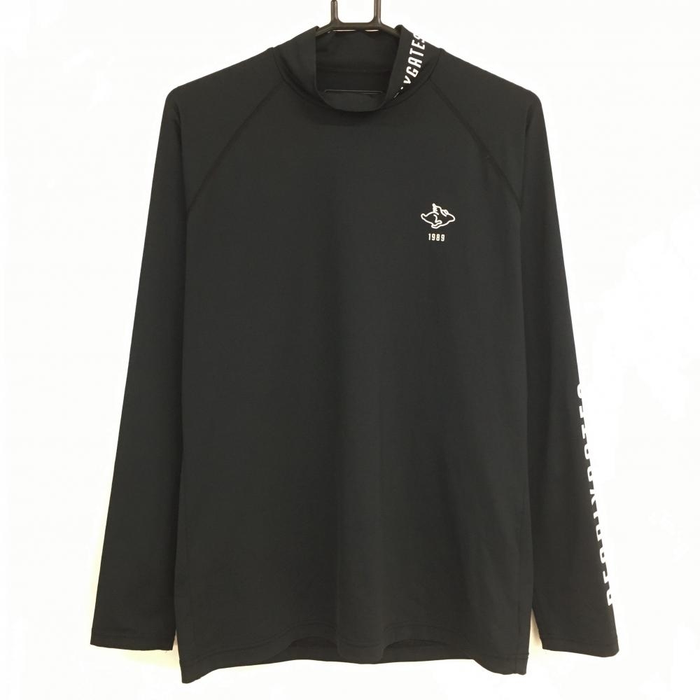 【超美品】パーリーゲイツ ハイネックインナーシャツ 黒 袖ロゴ  メンズ 7(XXXL) ゴルフウェア PEARLY GATES