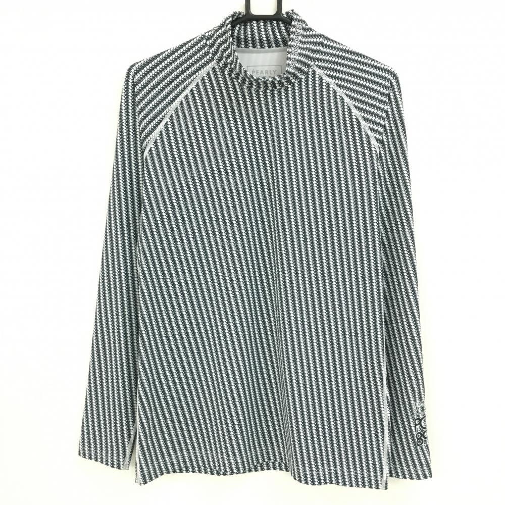 【超美品】パーリーゲイツ ハイネックインナーシャツ 白×黒 ロゴ総柄  メンズ 6(XL) ゴルフウェア 2024年モデル PEARLY GATES