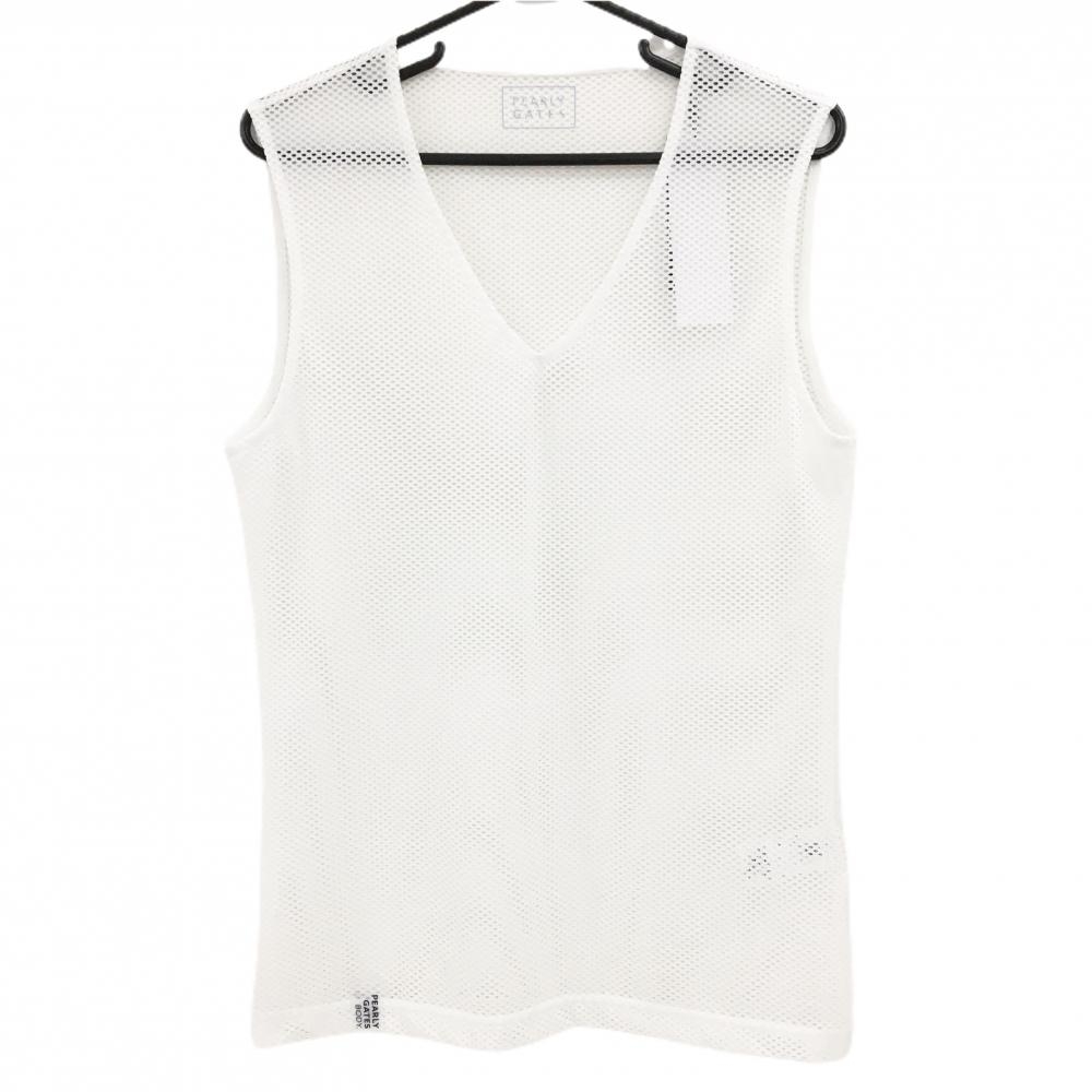 【新品】パーリーゲイツ ノースリーブインナーシャツ 白 メッシュ Vネック メンズ 5(L) ゴルフウェア 2026年モデル PEARLY GATES