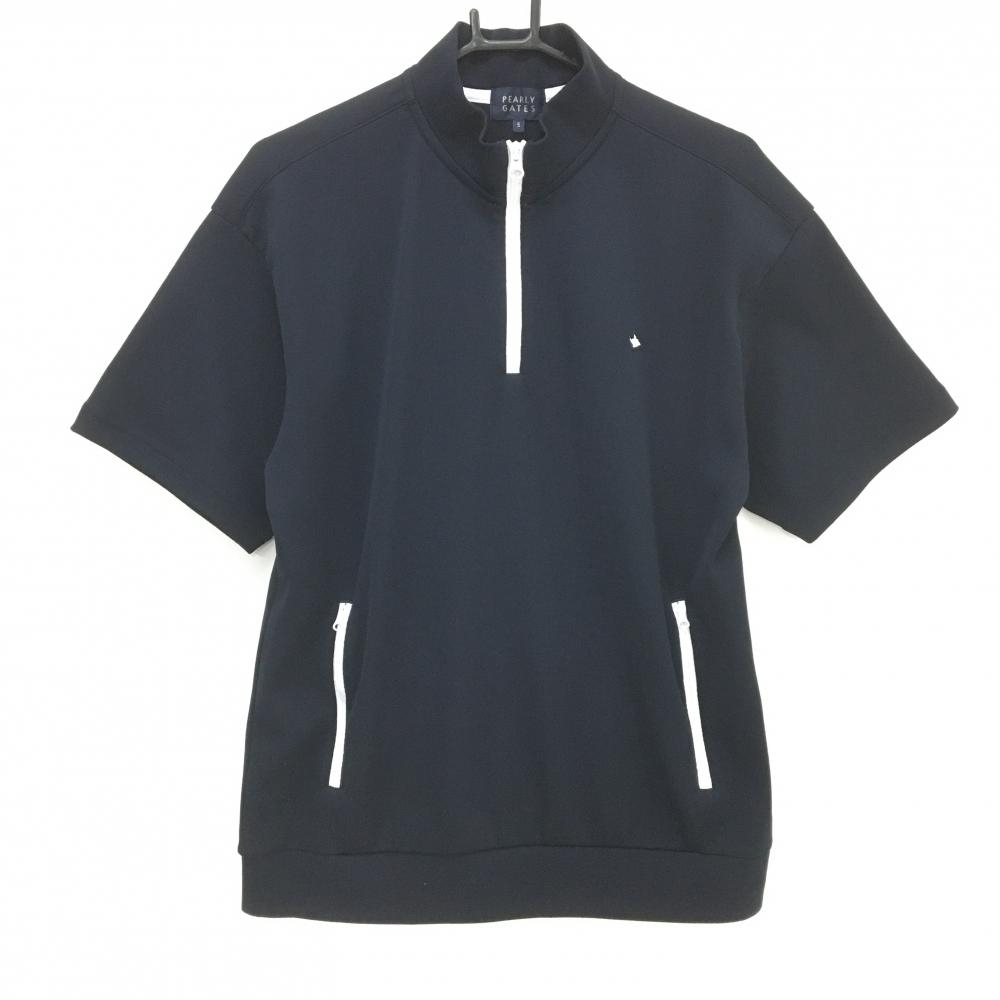 【超美品】パーリーゲイツ 半袖ハイネックシャツ ダークネイビー ハーフジップ メンズ 5(L) ゴルフウェア 2026年モデル PEARLY GATES
