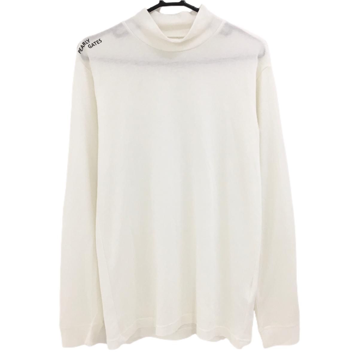 【美品】パーリーゲイツ 長袖ハイネックシャツ 白 肩ロゴ メンズ 5(L) ゴルフウェア 2024年モデル PEARLY GATES