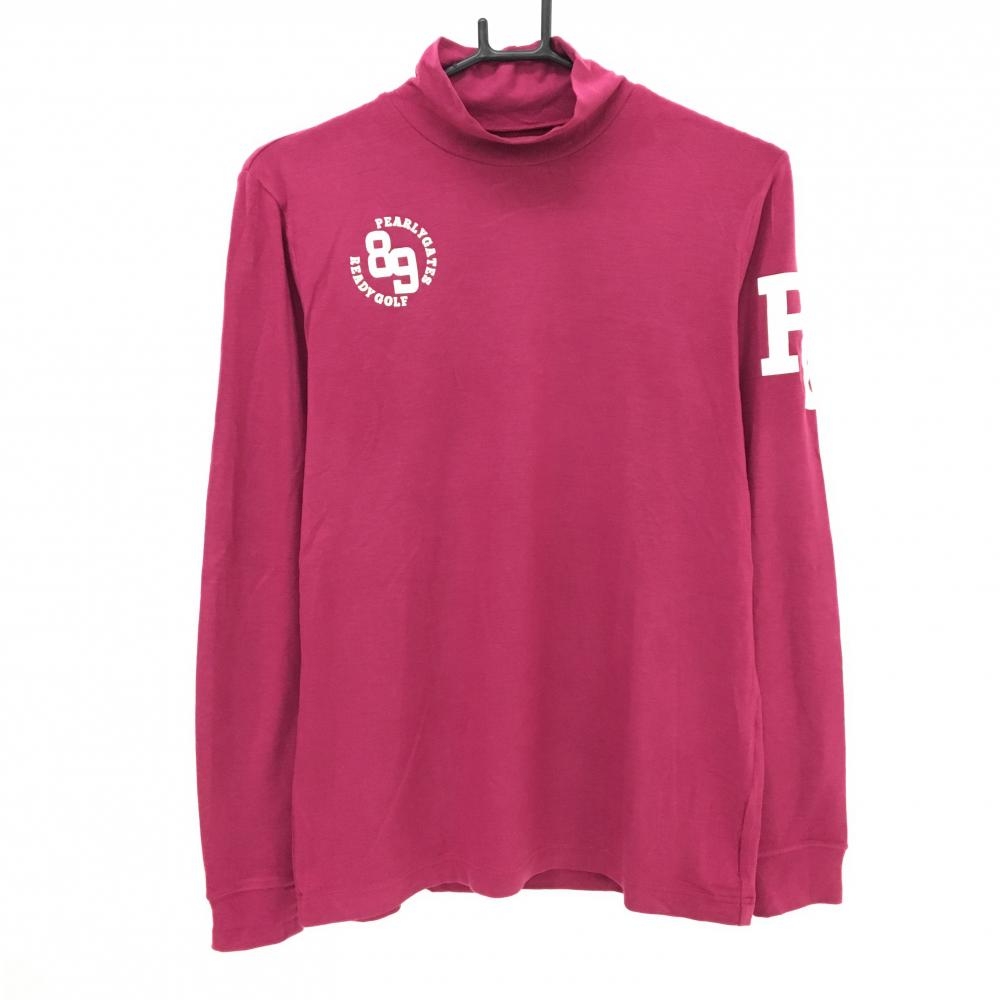 【美品】パーリーゲイツ 長袖ハイネックシャツ ボルドー ストレッチ ロゴオフホワイト メンズ 4(M) ゴルフウェア PEARLY GATES