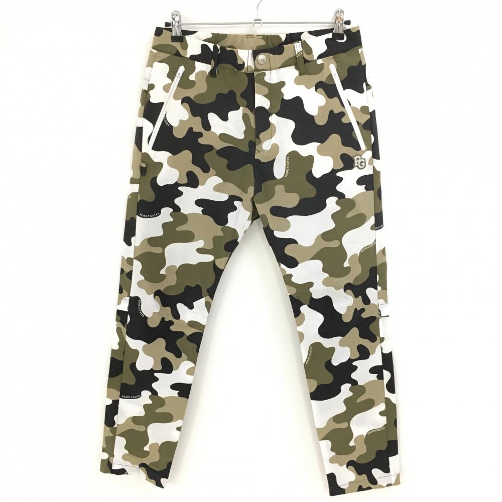 パーリーゲイツ パンツ カーキ×白 カモフラ 迷彩 内側ニコちゃん ストレッチ メンズ 4(M) ゴルフウェア PEARLY GATES