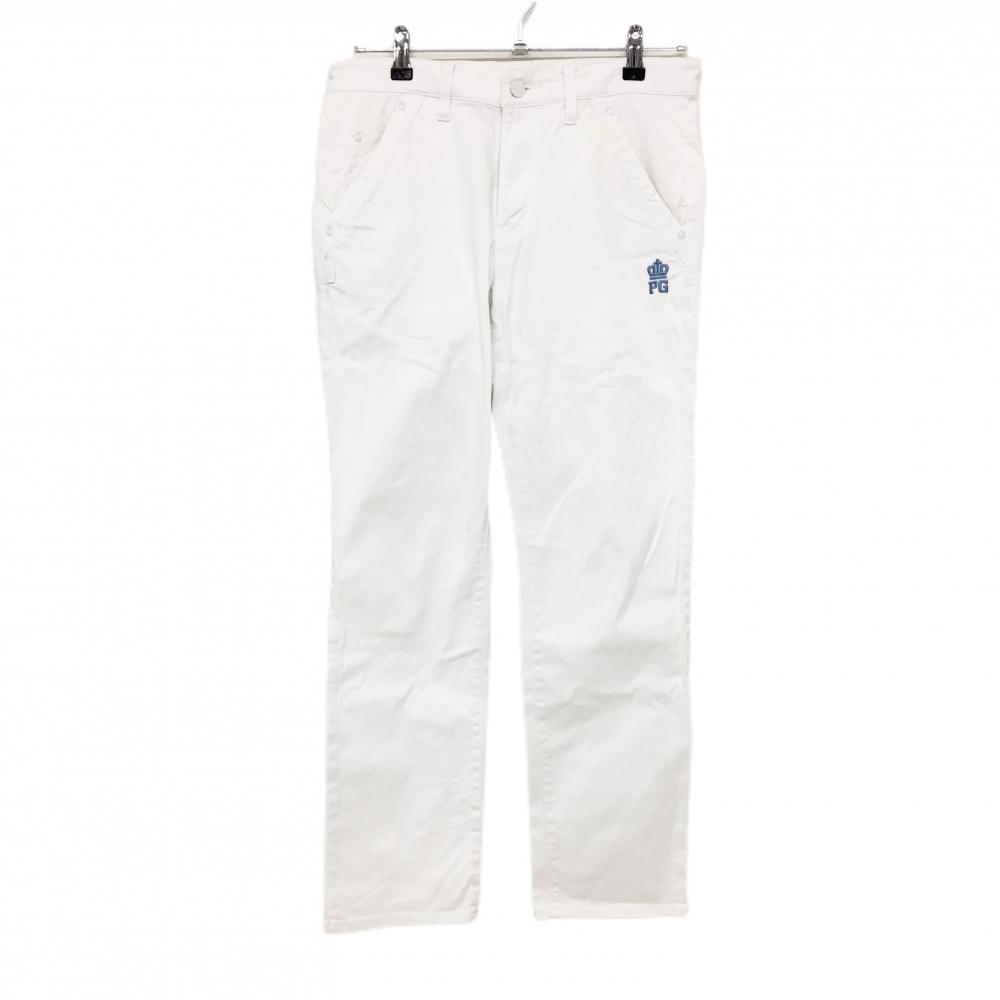 パーリーゲイツ パンツ 白 ロゴライトブルー ティー装着可  メンズ 3(S) ゴルフウェア PEARLY GATES