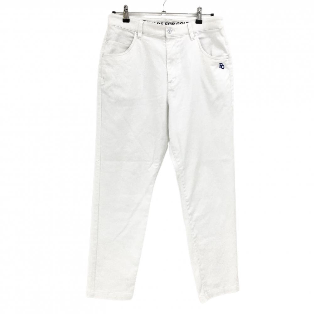 【美品】パーリーゲイツ パンツ 白 無地 ロゴ刺しゅう メンズ 4(M) ゴルフウェア 2024年モデル PEARLY GATES