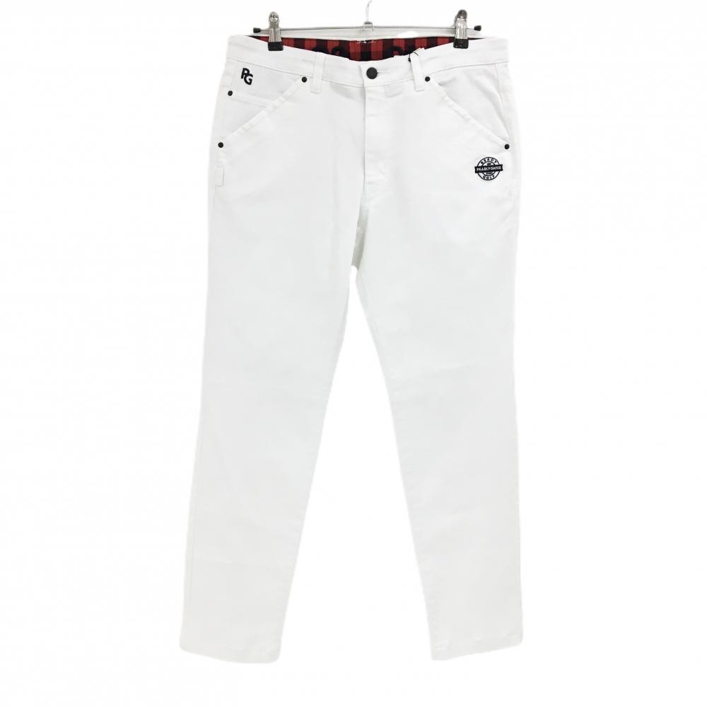 【新品】パーリーゲイツ パンツ 白×ネイビー 後ビッグロゴ刺しゅう ストレッチ  メンズ 6(XS) ゴルフウェア PEARLY GATES