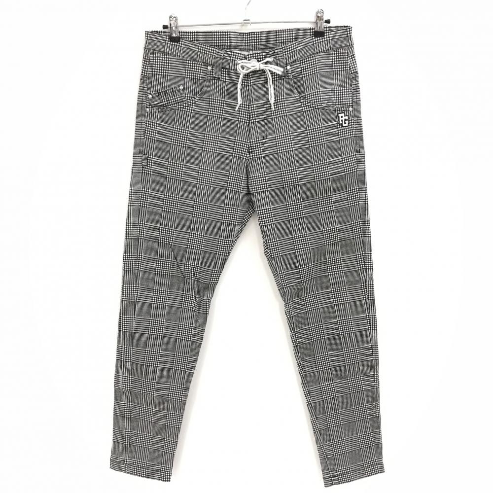 【美品】パーリーゲイツ パンツ 白×黒 グレンチェック ウエスト調整紐 ストレッチ メンズ 5(L) ゴルフウェア PEARLY GATES