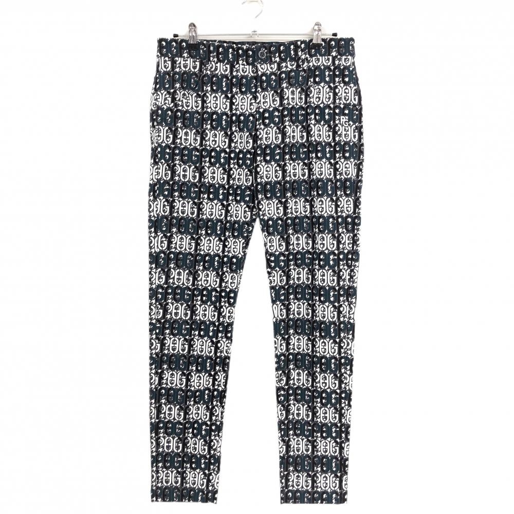 【超美品】パーリーゲイツ パンツ 白×グレー×黒 総柄 千鳥格子 ストレッチ メンズ 5(L) ゴルフウェア 2024年モデル PEARLY GATES