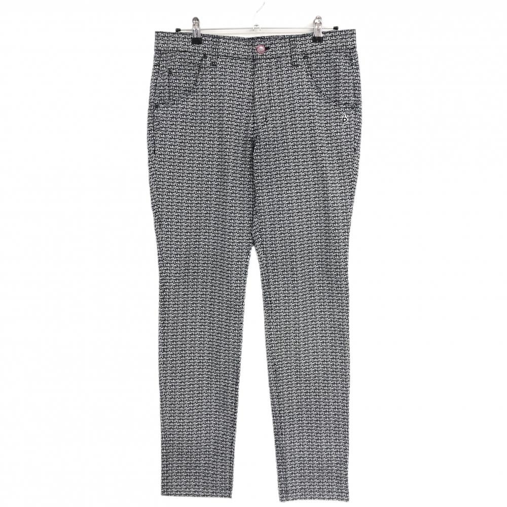 【超美品】パーリーゲイツ パンツ 黒×白 英字ロゴ総柄  メンズ 5(L) ゴルフウェア PEARLY GATES