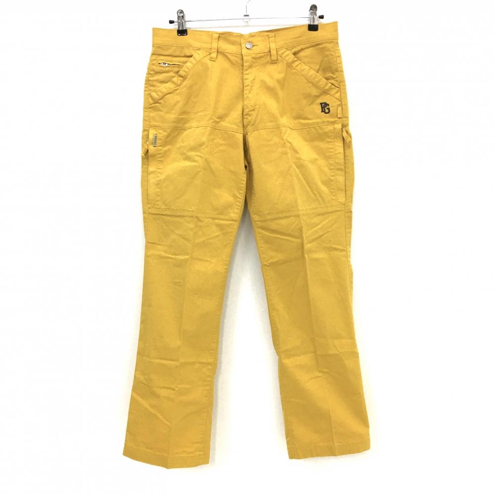 【美品】パーリーゲイツ パンツ マスタードイエロー系 複数ポケット ロゴグレー  メンズ 6(XL) ゴルフウェア PEARLY GATES