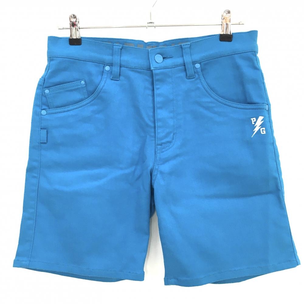 【超美品】パーリーゲイツ ハーフパンツ ブルー×白 ロゴ刺しゅう ヒッププリント ストレッチ  メンズ 3(S) ゴルフウェア PEARLY GATES