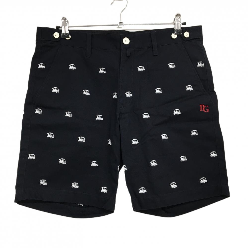【新品】パーリーゲイツ ハーフパンツ ネイビー×白 カート刺しゅう柄  メンズ 6(XL) ゴルフウェア PEARLY GATES