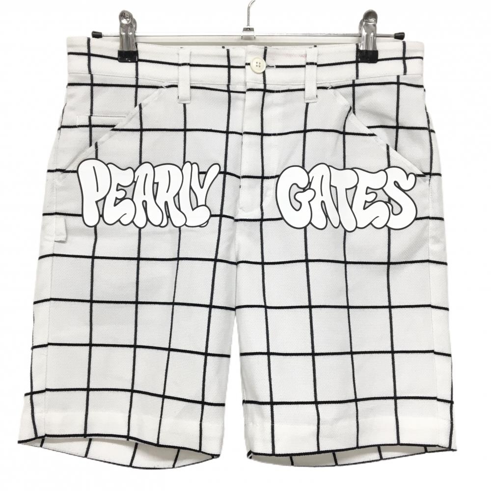 パーリーゲイツ ハーフパンツ 白×黒 格子チェック メンズ 3(S) ゴルフウェア 2024年モデル PEARLY GATES