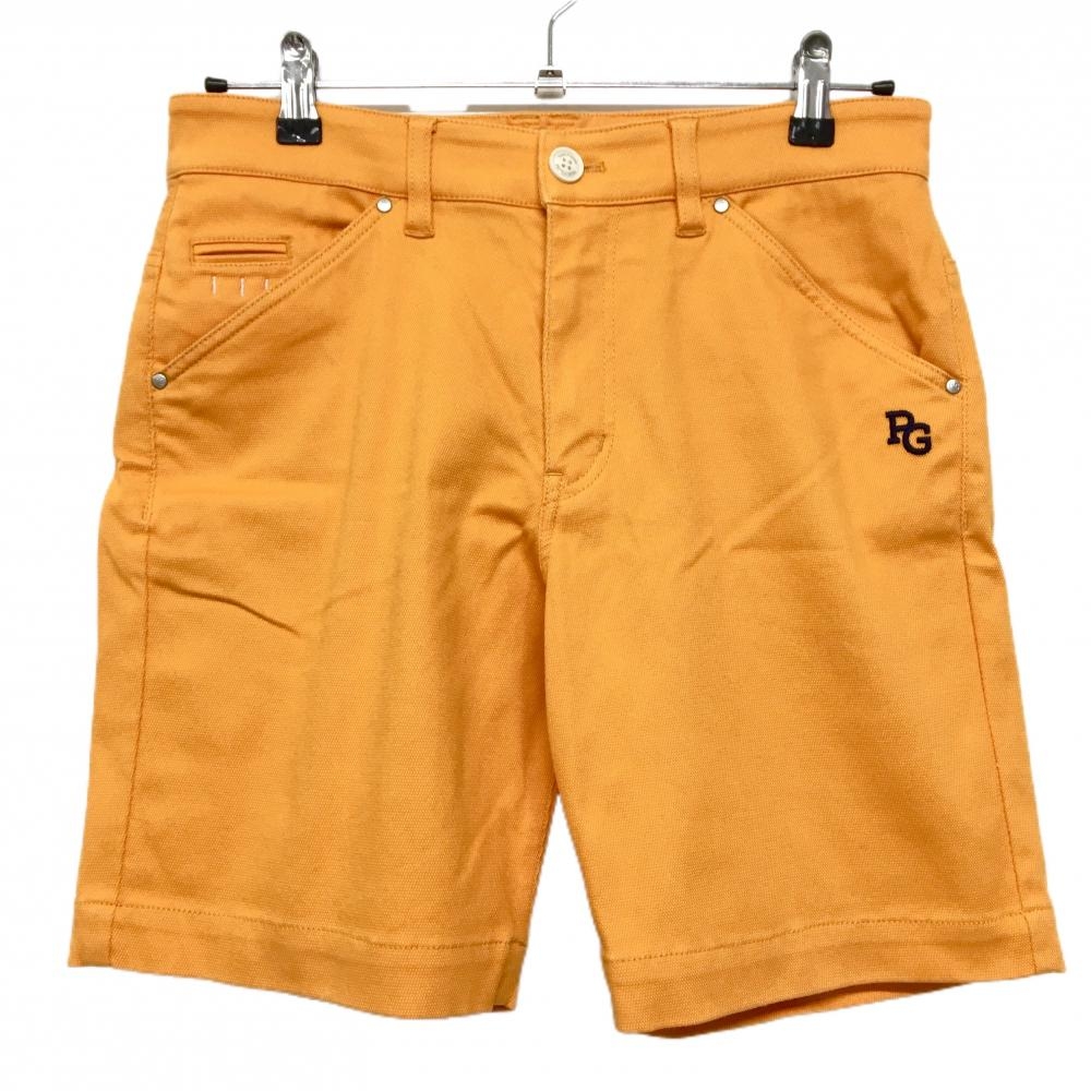 【美品】パーリーゲイツ ハーフパンツ オレンジ ロゴネイビー ティー装着可 ストレッチ メンズ 3(S) ゴルフウェア PEARLY GATES