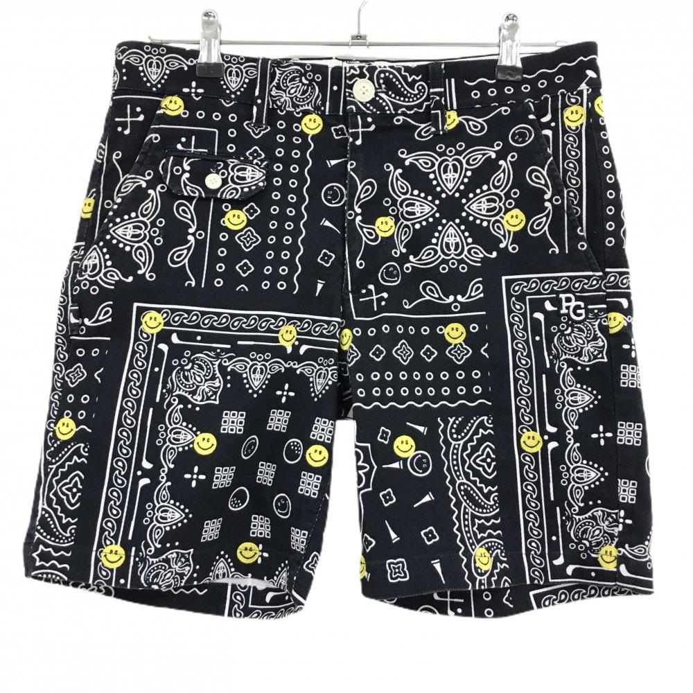 パーリーゲイツ ハーフパンツ ネイビー×白 総柄 ニコちゃん スマイル メンズ 3(S) ゴルフウェア PEARLY GATES