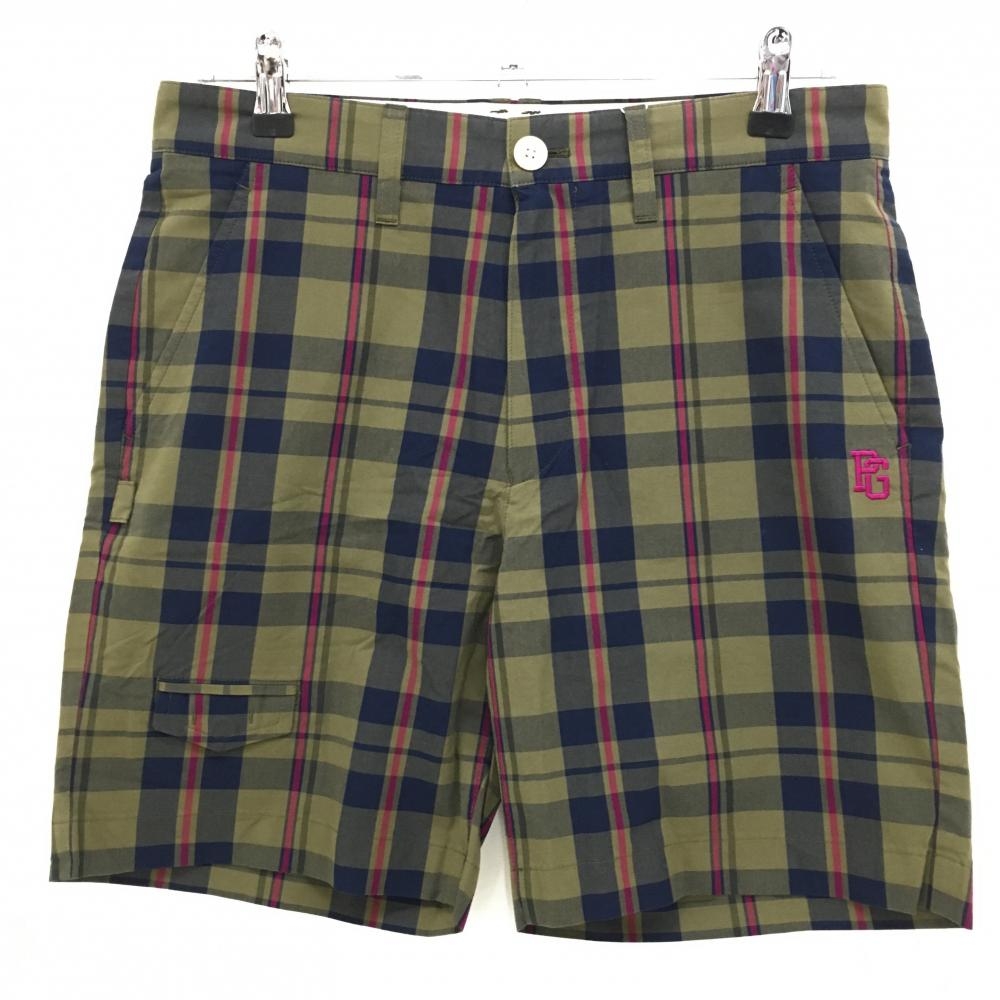 【新品】パーリーゲイツ ハーフパンツ カーキ×ネイビー チェック メンズ 4(M) ゴルフウェア PEARLY GATES