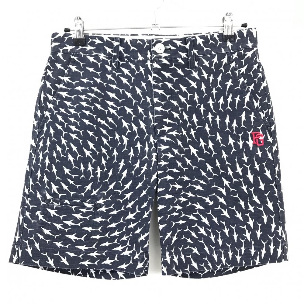 パーリーゲイツ ハーフパンツ ネイビー×白 サメ総柄  メンズ 3(S) ゴルフウェア PEARLY GATES