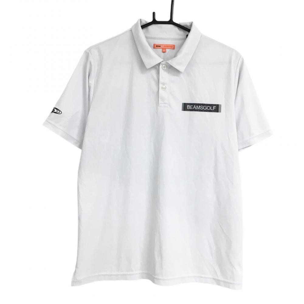 ビームスゴルフ 半袖ポロシャツ 白×黒 背面ビッグロゴ  メンズ Ｍ ゴルフウェア 2023年モデル BEAMS GOLF