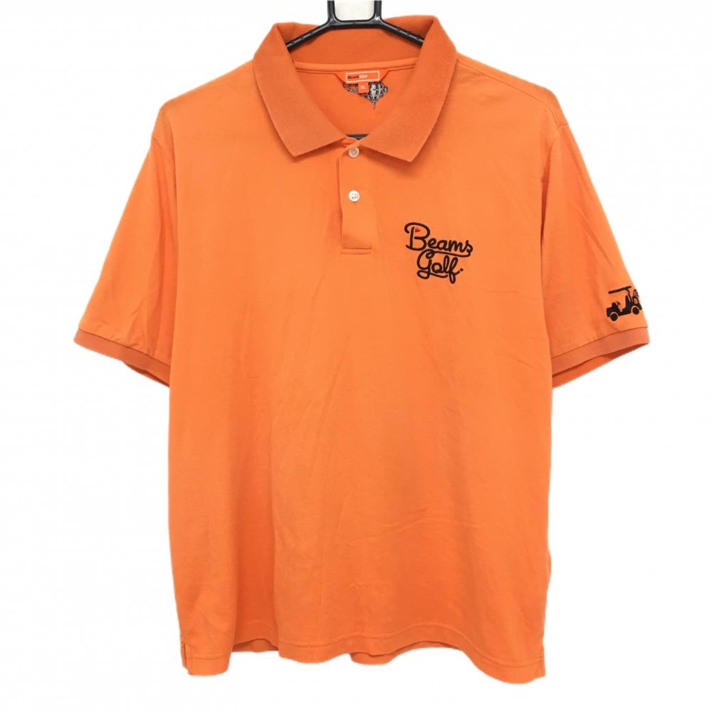 ビームスゴルフ 半袖ポロシャツ オレンジ 刺しゅう メンズ XL ゴルフウェア BEAMS GOLF