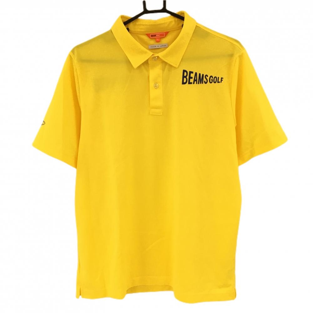 【美品】ビームスゴルフ 半袖ポロシャツ イエロー プリント メンズ XL ゴルフウェア BEAMS GOLF