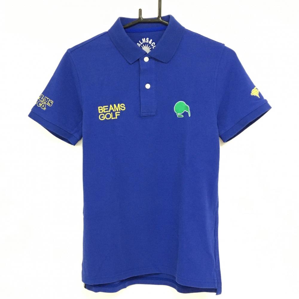 パームスアンドコー×ビームスゴルフ 半袖ポロシャツ ブルー ロゴ刺しゅう  メンズ S ゴルフウェア BEAMS GOLF