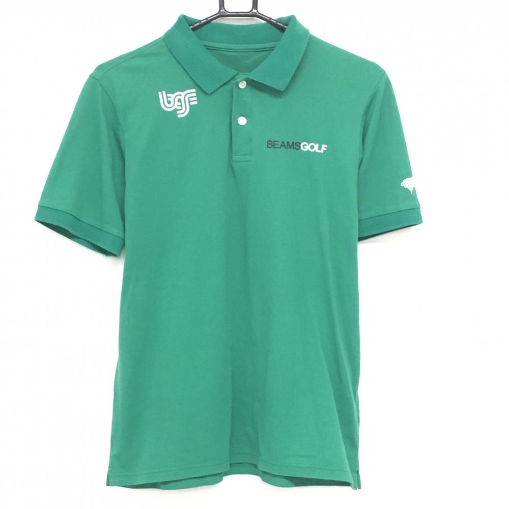 ビームスゴルフ 半袖ポロシャツ グリーン ロゴプリント メンズ M ゴルフウェア BEAMS GOLF