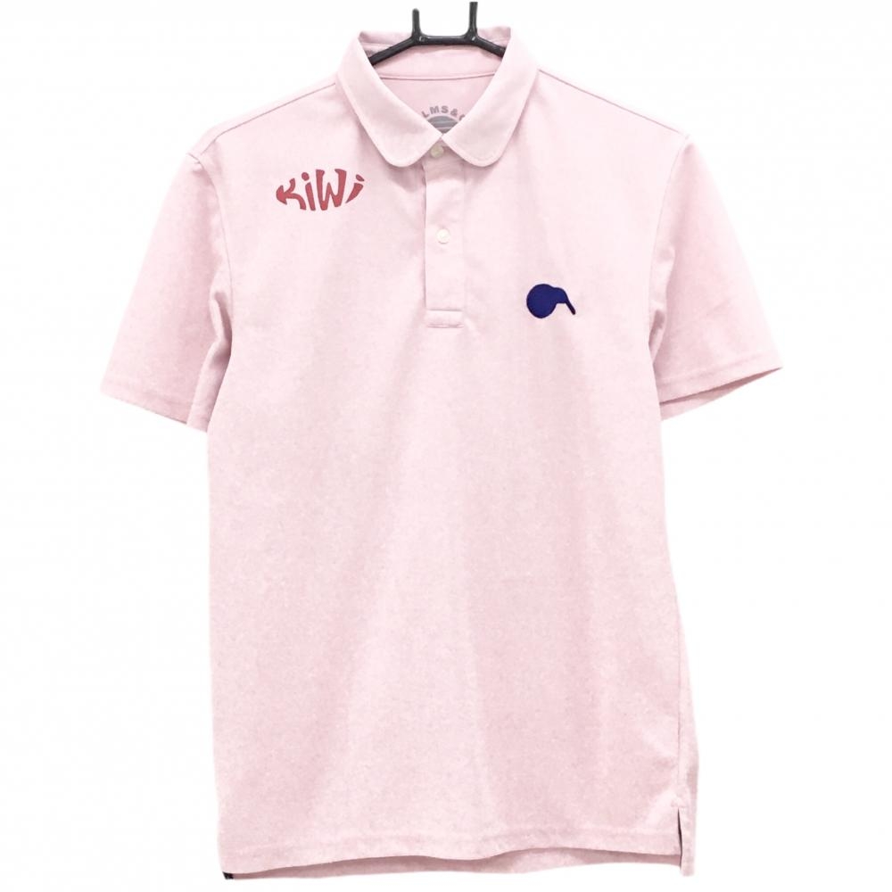 【美品】パームスアンドコー×ビームスゴルフ 半袖ポロシャツ ピンク ロゴ刺しゅう メンズ M ゴルフウェア BEAMS GOLF