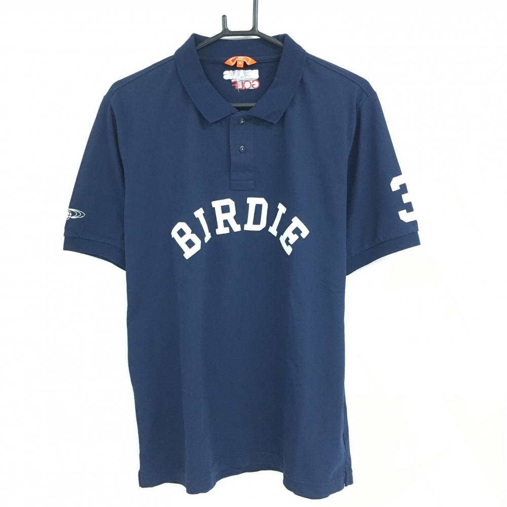 【超美品】ビームスゴルフ 半袖ポロシャツ ネイビー×白 袖ロゴ刺しゅう メンズ XL ゴルフウェア BEAMS GOLF