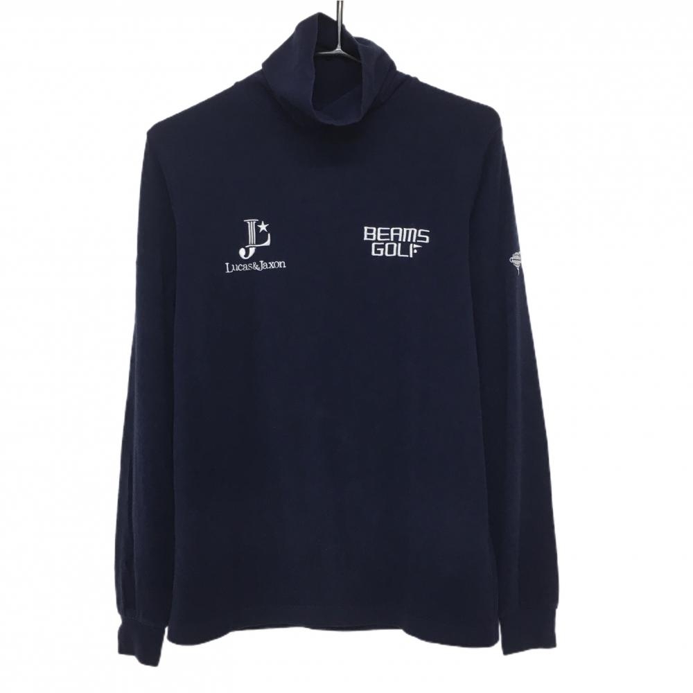 ビームスゴルフ 長袖ハイネックシャツ ネイビー×白 Lucas&Jaxon 微起毛 メンズ M ゴルフウェア BEAMS GOLF