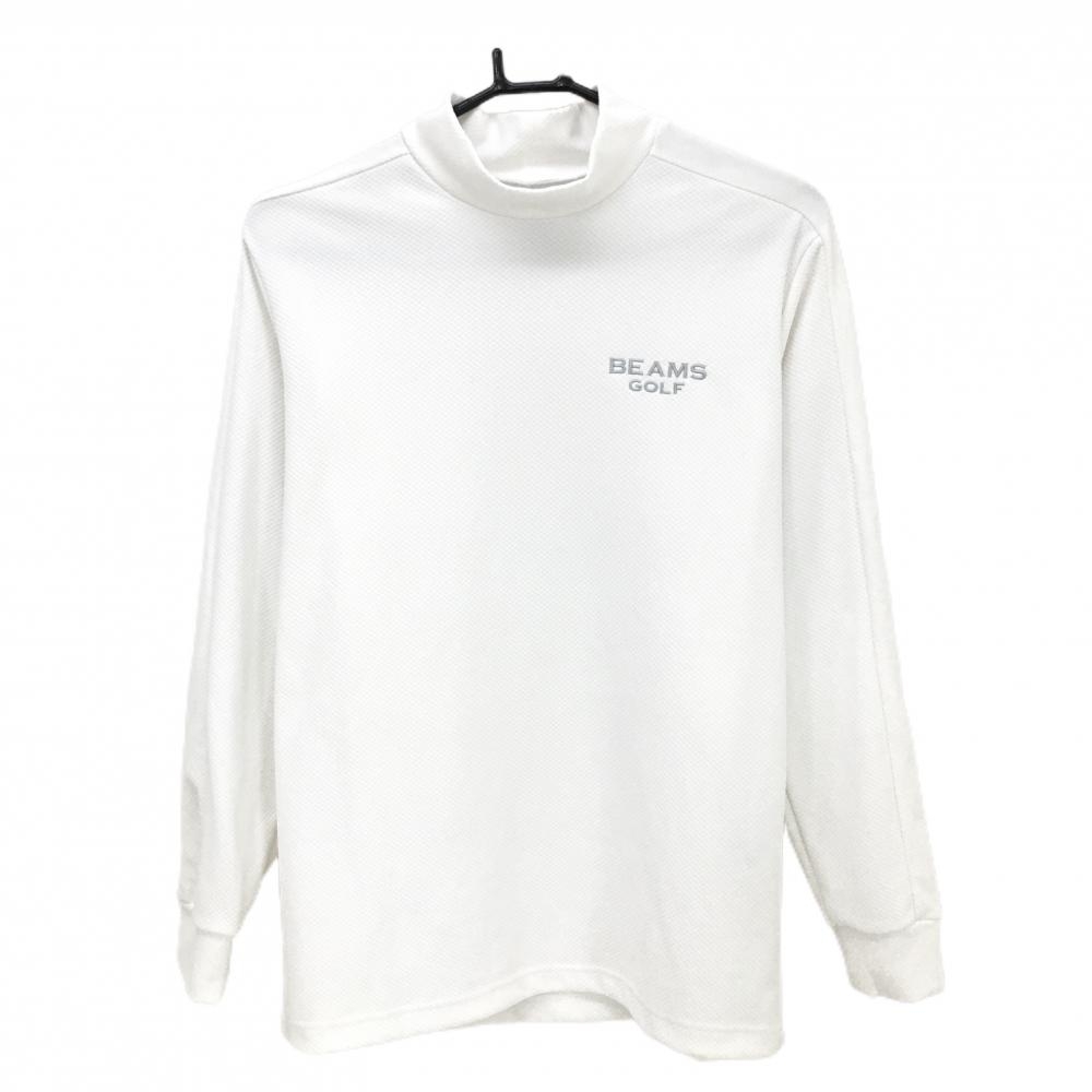 【美品】ビームスゴルフ 長袖ハイネックシャツ 白 地模様 メンズ M ゴルフウェア 2024年モデル BEAMS GOLF