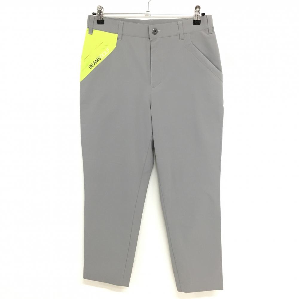 【美品】ビームスゴルフ パンツ グレー×ライトグリーン シンプル 薄手 メンズ S ゴルフウェア BEAMS GOLF