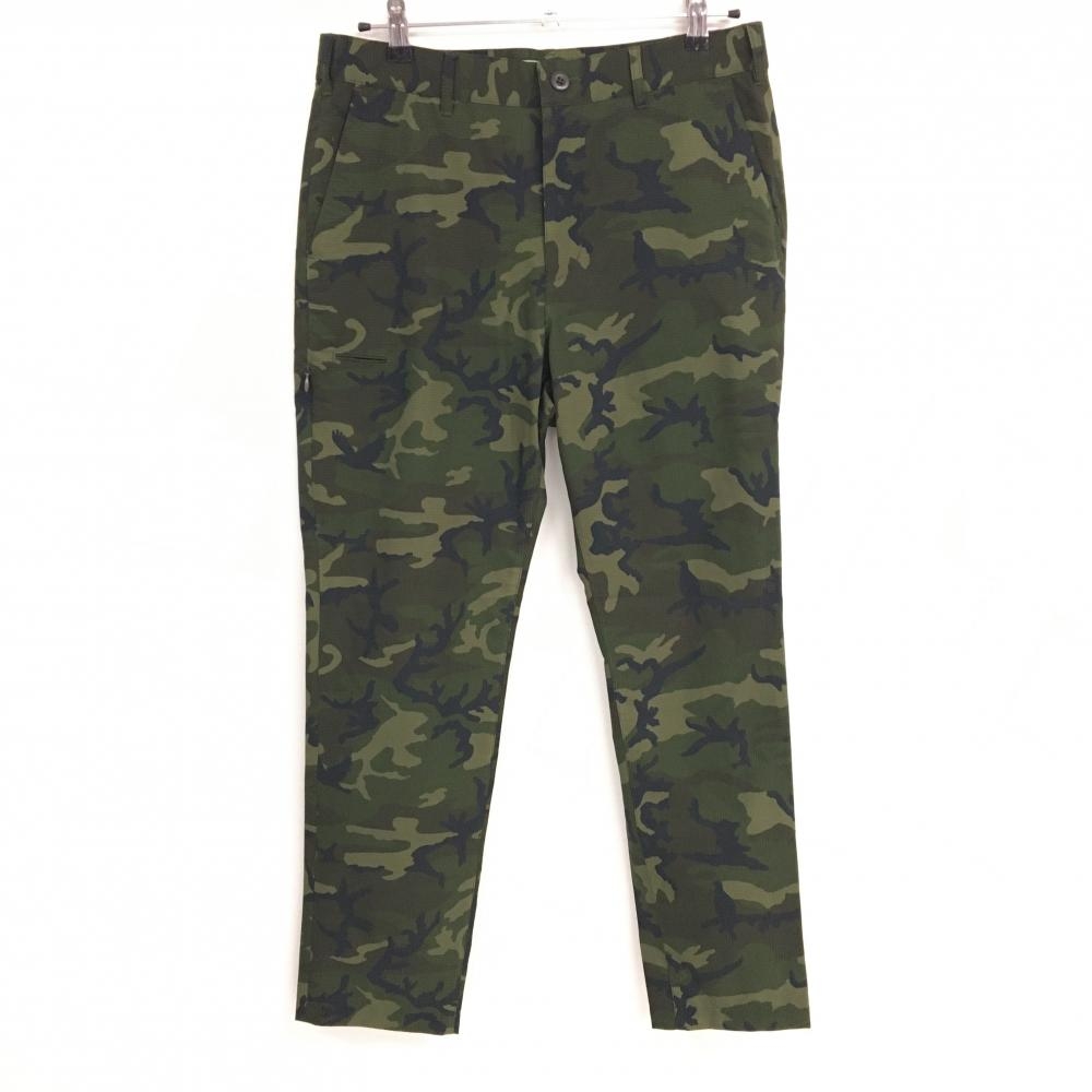 【超美品】ビームスゴルフ パンツ ダークグリーン×カーキ 迷彩 カモフラ メッシュ調 薄手 メンズ L ゴルフウェア BEAMS GOLF